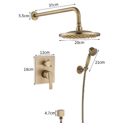 Ensemble de robinet de douche en laiton antique avec tête de douche 8 pouces RSA0680